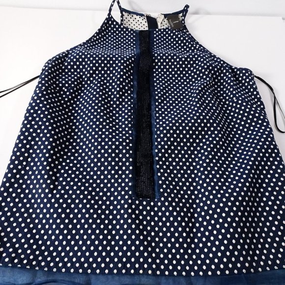 Sachin & Babi Blue White Polka Dot Net Sequin Zipper Back Tank Top XS - Picture 12 of 15